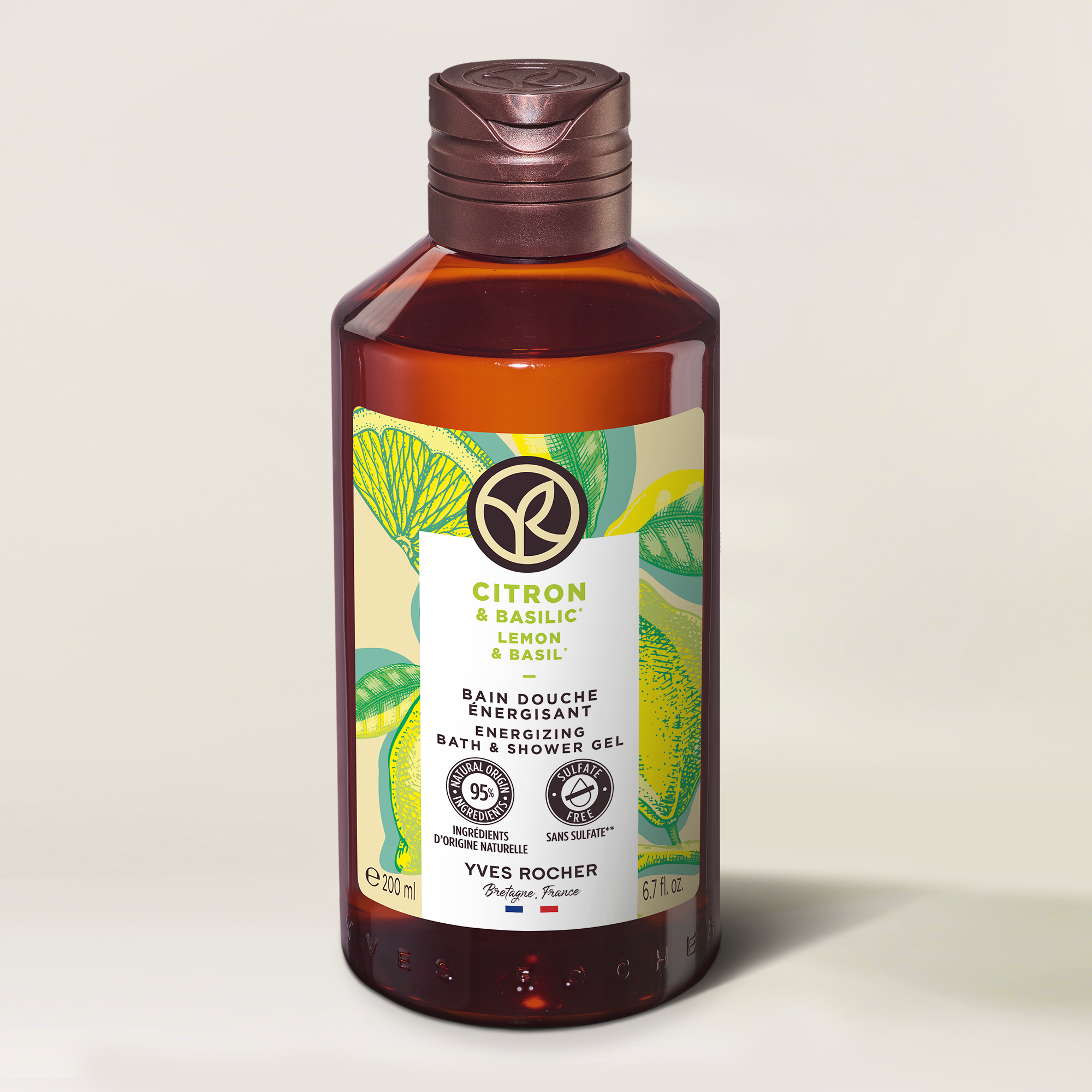 Lemon & Basil Energizing Bath & Shower Gel - 200 ml