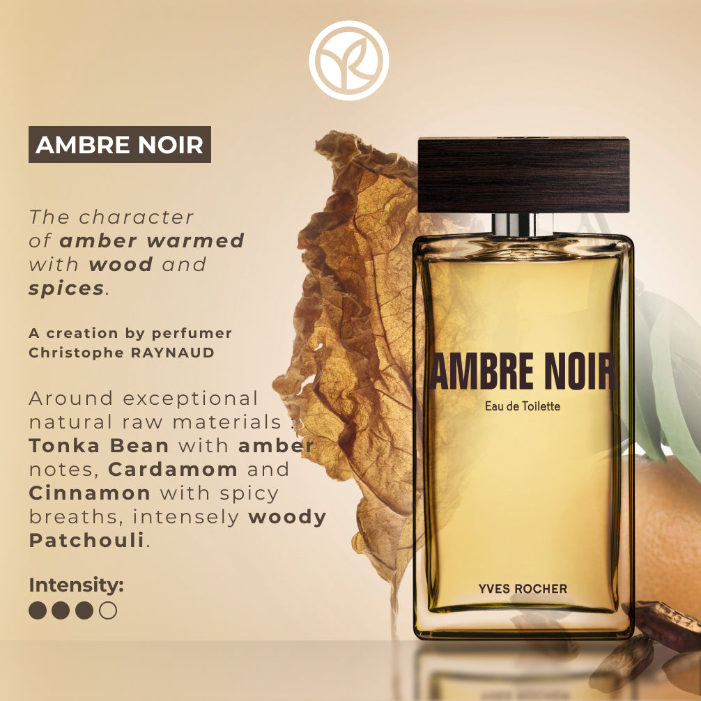 Yves Rocher Ambre Noir sold & Cuir Vetiver 3.3 oz 100ml Eau de Toilette