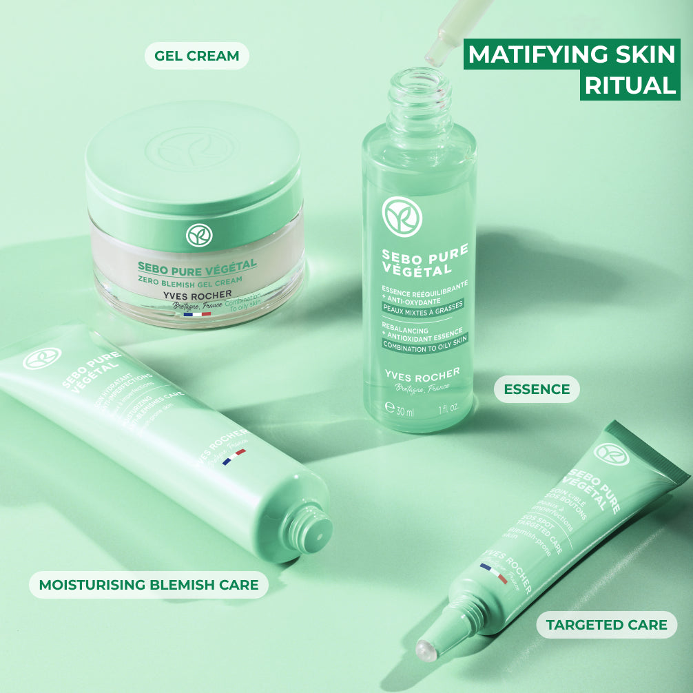 Yves Rocher Rebalancing + Antioxidant Essence Serum, Purify & Mattify Skin with Salicylic Acid, For Combintaiton & Oily